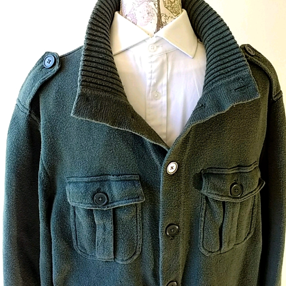 Old Navy - Army OD Green Button up Sweater XL